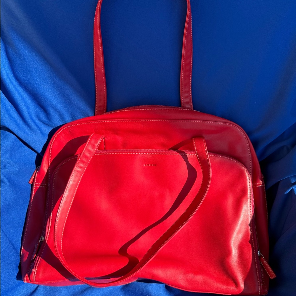 Lodis Vibrant Red Leather Laptop Bag